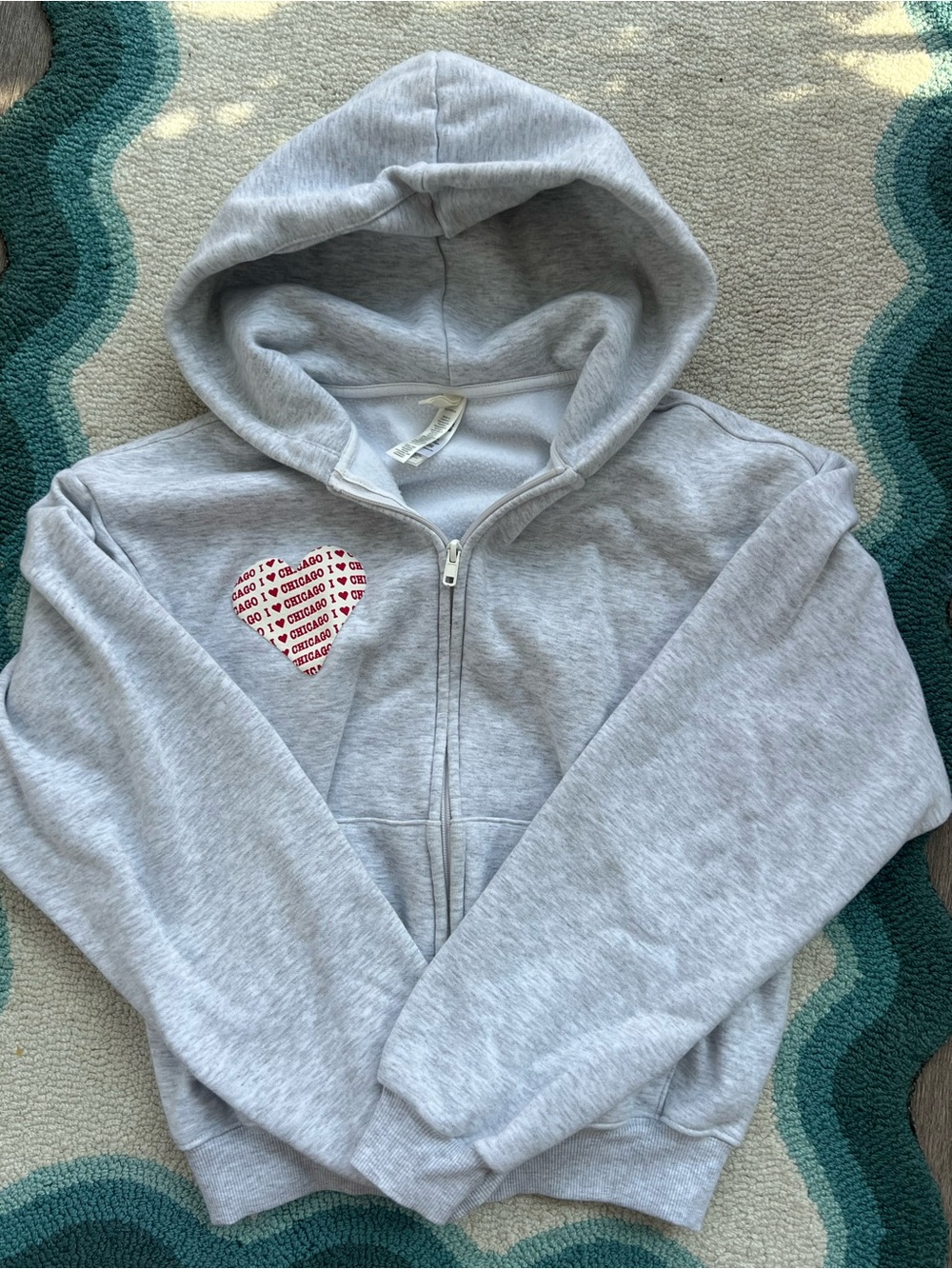 SKIMS Chicago Limited Edition Heather Grey Zip-Up Hoodie